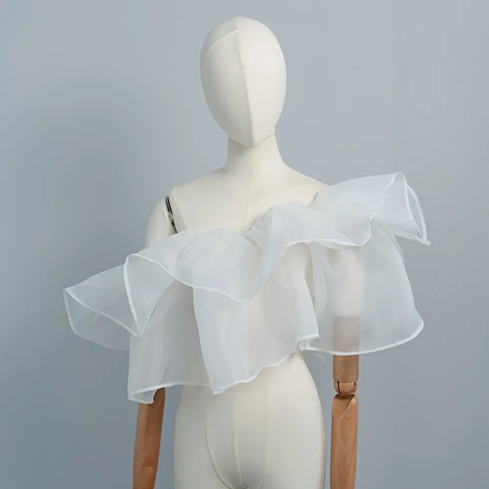Capa de Organza Simples de Um Ombro para Casamento, Xale Feminino, Bolero, Estola Elegante de Luxo para Casamento, Acessórios de Casamento