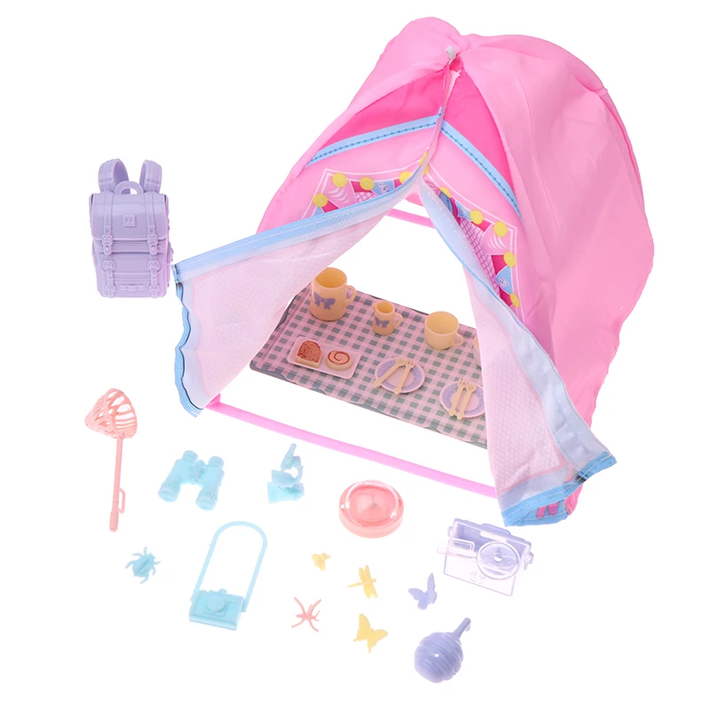 1:12 Poppenhuis Gesimuleerde Tent Camping Kit Poppenhuis Outdoor Picknick Camping Decoratie Micro Scène Foto Props Fantasiespel Speelgoed