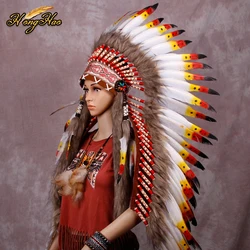 long Indian Feather headdress handmade red and black feather costumes handmade indian feather headdress war bonnet hat costumes