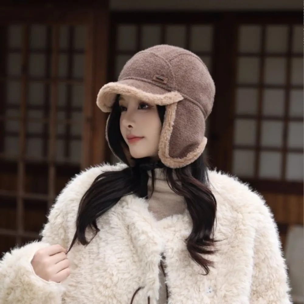قبعة شتوية كاجوال مقاومة للرياح وبطانة مخملية سميكة من الفرو الصناعي قبعة روسية دافئة للنساء #5
