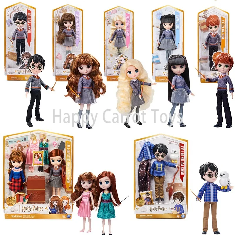 Figura de Acción Original de Harry Potter del Mundo Mágico, 8 Pulgadas, Uniforme de Hogwarts Auténtico, Accesorio de Varita, Coleccionable, Regalo para Niños