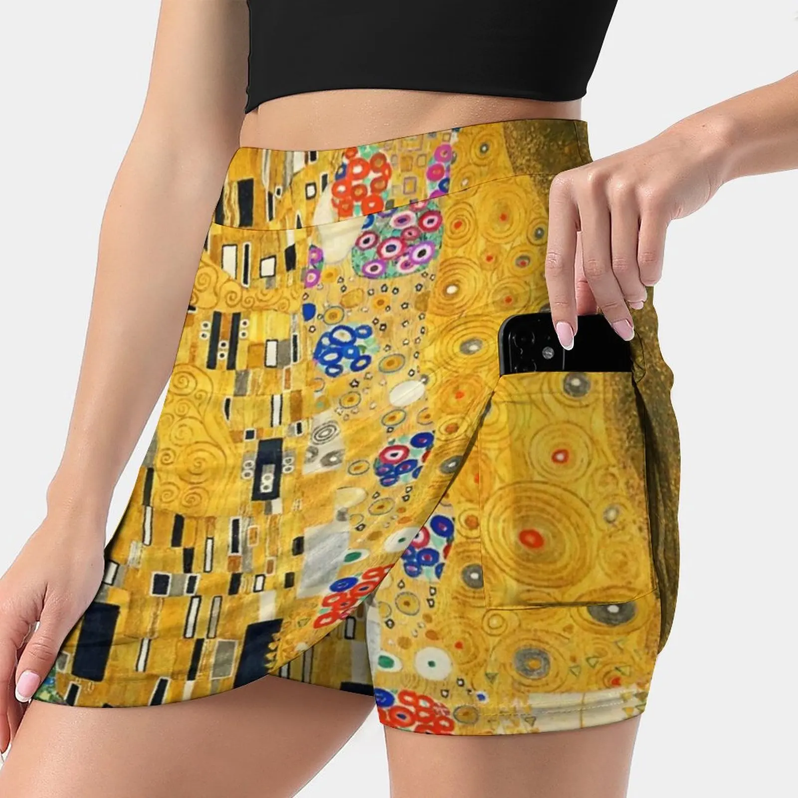 The Kiss , Gustav Klimt , Fine Art Print , Wedding Love Women's skirt With Hide Pocket Tennis Skirt Golf Skirts Badminton