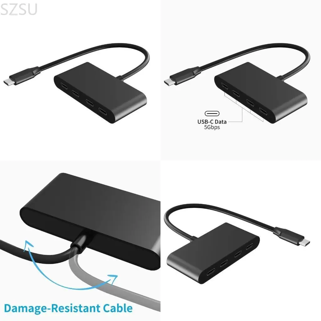 

SZSU USB C Hub 4 Ports Type C Splitter Data Transfer Only 5Gbps Aluminum Alloy Lightweight for Laptop, Desktop, Phone, Tablet