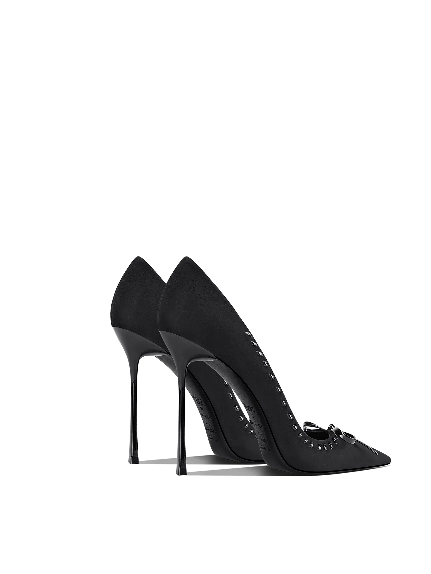 Autumn new pointed shallow mouth suede patent leather bow fine follow-up shoes banquet dress high heels women's shoes