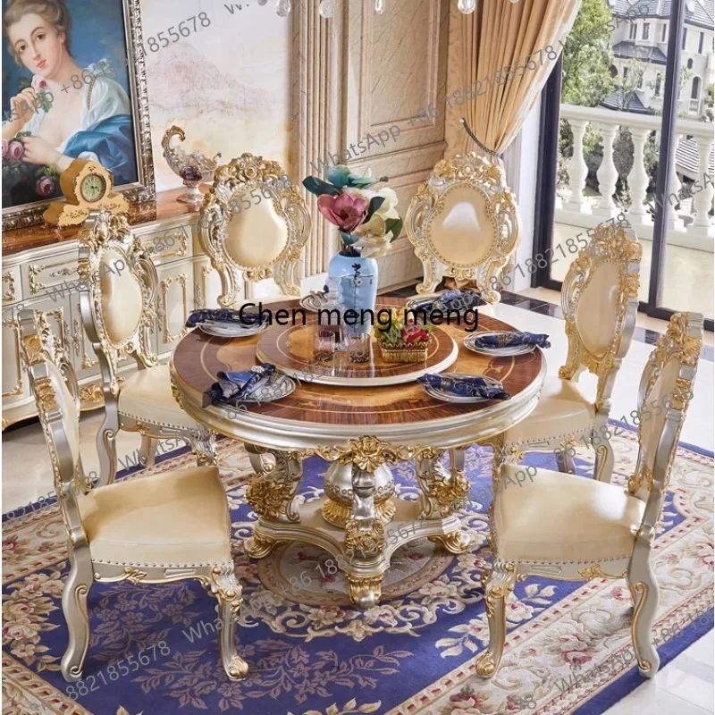 

Круглый обеденный стол z10Marble с поворотным механизмом, полностью из массива дерева, для виллы, ресторана, роскошный круглый обеденный стол.