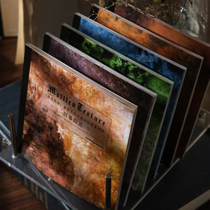 30pcs Retro Notebooks Background Texture Writing Memo Material Paper Mottled Pads Supplies Scrapbooking 175*105MM