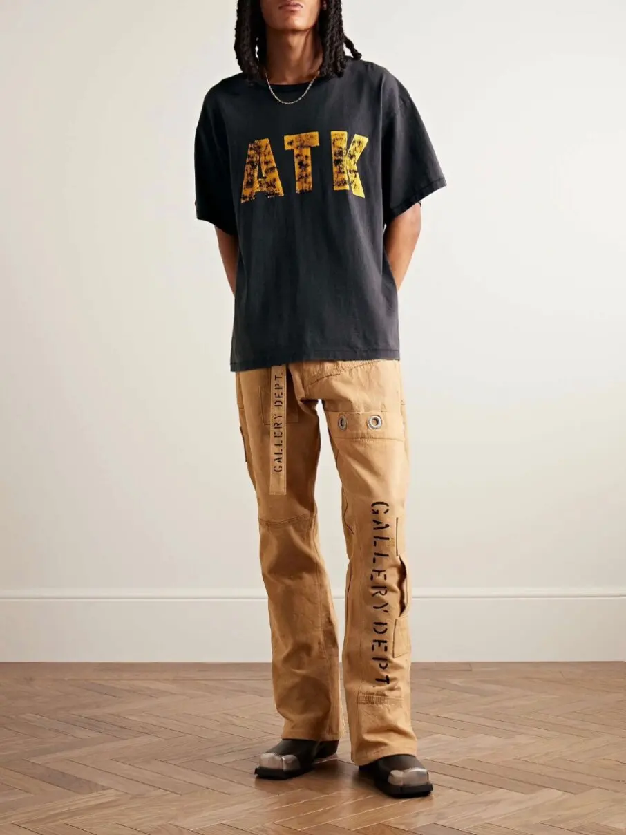 Gallery DEPT. ATK Printed Washed Old Solid Color Loose Vintage Crew Neck Short Sleeve Tee
