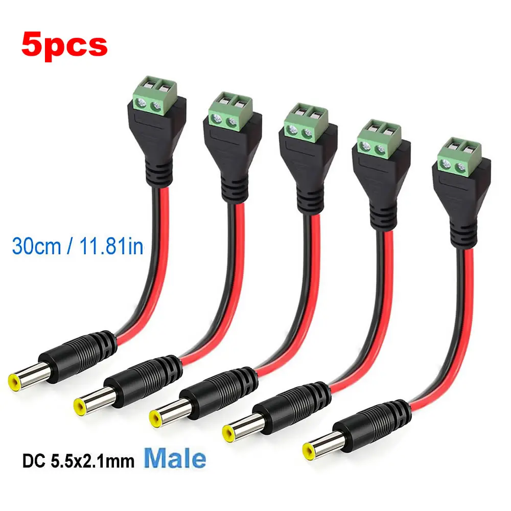 DC 5,5mmx2,1mm Schraubklemmenadapter Stromverlängerungskabel DC auf 2-Pin Lötfreier Steckverbinder Ersatz-Reparaturkabel