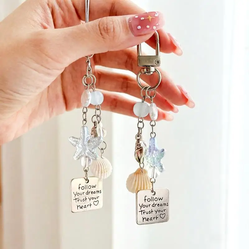 Perlen-Charm-Schlüsselanhänger, irisierend, Taschendekoration für Frauen, Schlüsselanhänger mit inspirierendem Zitat, durchscheinend für Planer-Dekoration – Detail 1