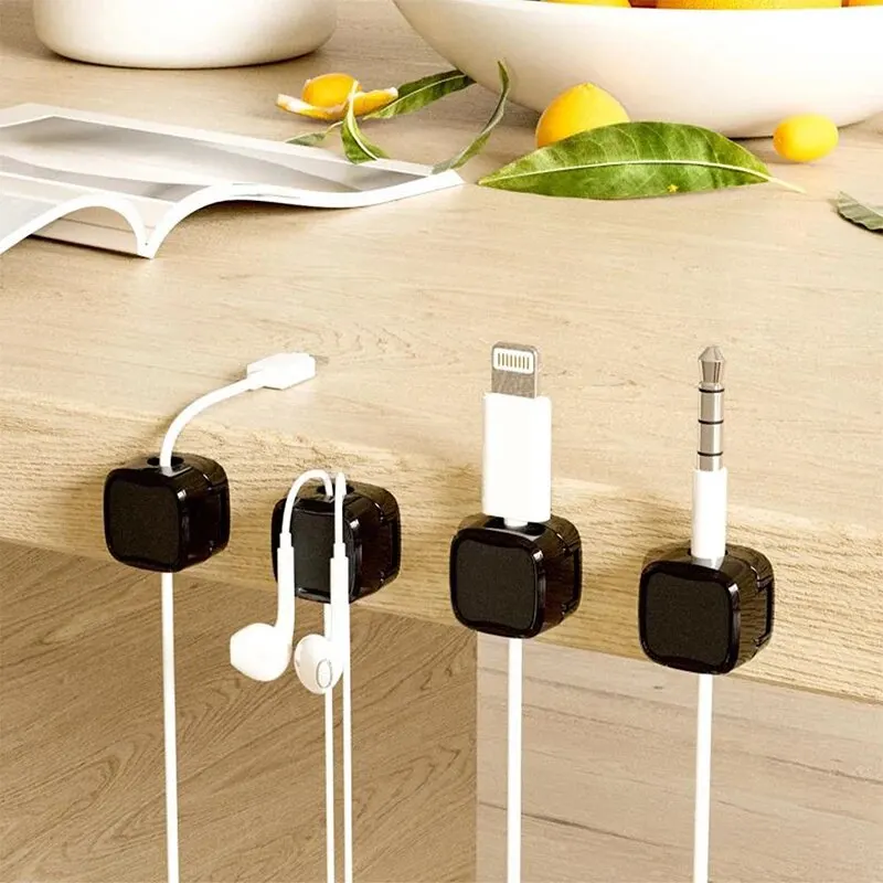 6PCS Magnetic Wire Organizer Desktop Cable Clip Protector Cord Magnet Cable Winder Row Plug Mouse USB Charging Line Holder Hook