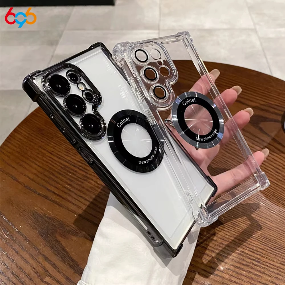 Untuk Samsung Galaxy S24 Ultra Casing Transparan Antiguncangan Empat Sudut untuk ZFlip5 untuk S22 Plus S23 FE Sampul untuk ZFold6 Casing Ponsel