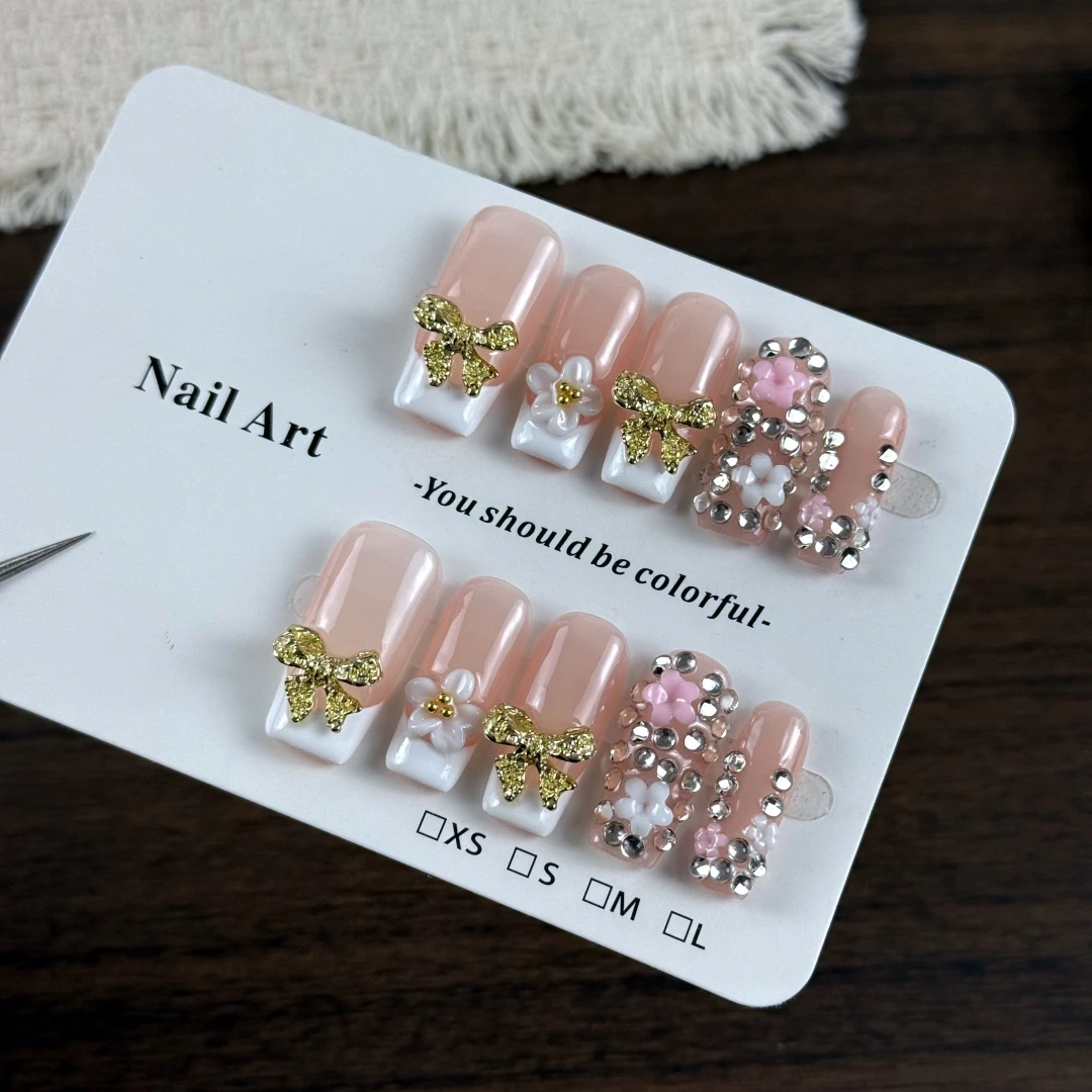 

10pcs high-end Simple and elegant style, hand-painted three-dimensional patterns, dazzling butterfly knots, and full of diamonds