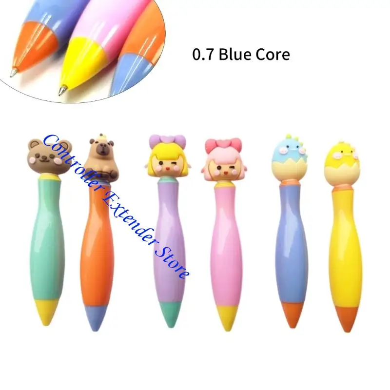 N84b 6pcs Новинка короткая шариковая ручка 0,7 мм синие чернила для написания заметок