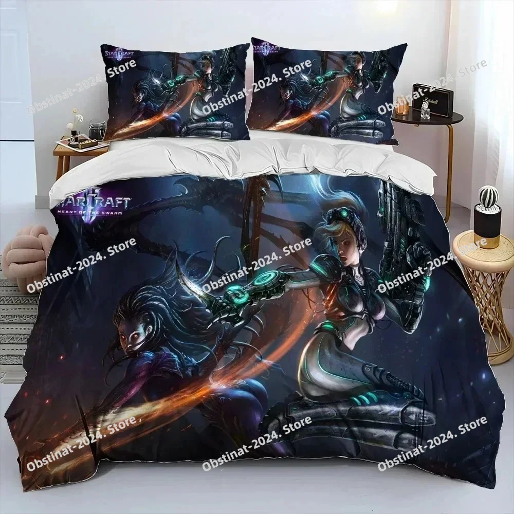 

3D HD StarCraft Game Gamer PC Comforter Bedding Set,Duvet Cover Bed Set Quilt Cover Pillowcase,king Queen Size Bedding Set kids