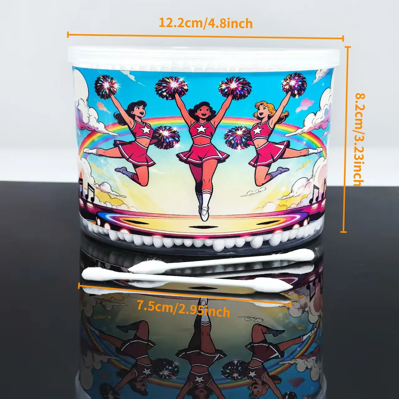 500개 창의적인 치어리딩 테마 면봉, 성인 및 일상 청소용 이중 끝 멀티 목적 면봉