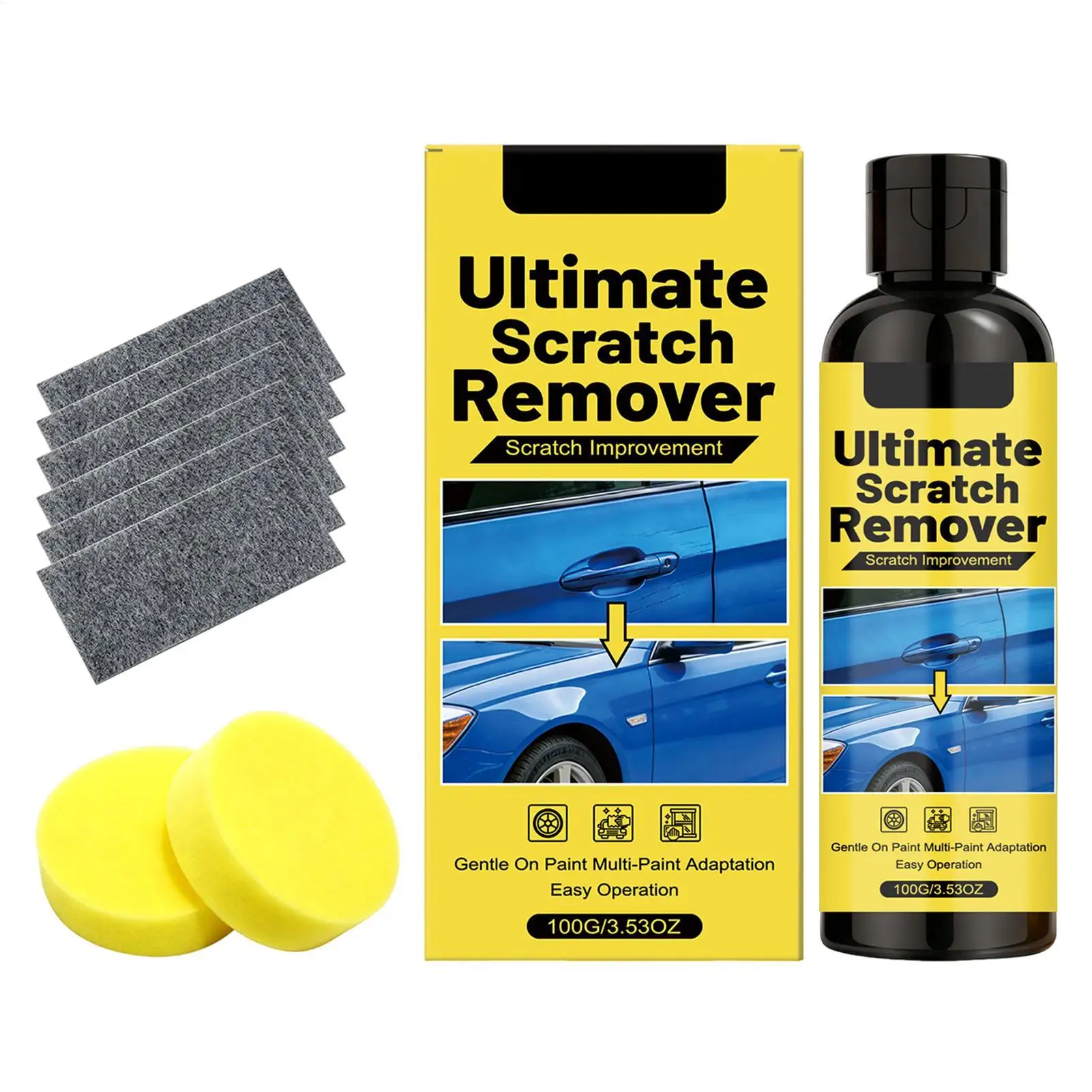 Car Scratch Care Set 100ml Exterior Polishing Paste with Sponge Body Paint Polishing Turn New Bright Daily Maintenance Car Care