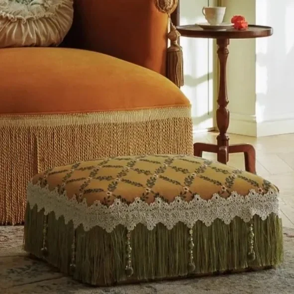 Retro style dressing stool, shoe changing stool, footstool, pier, fringed stool, decorative creative personality, cute