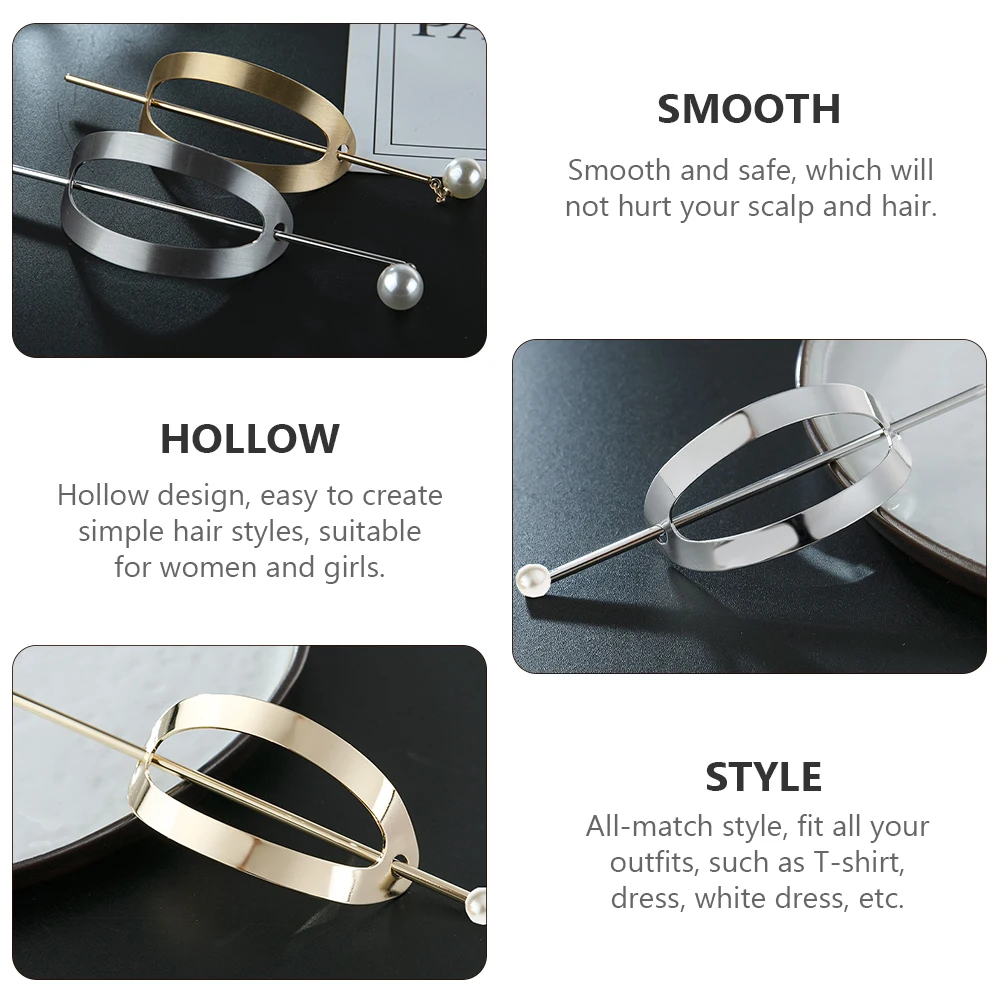 

Pearl Hairpin Accessories Hollow Design Stylish Hair Slide Pins Safe Smooth Alloy Chopsticks Women Girls Party Wedding Prom