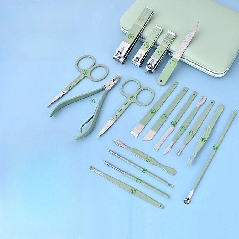 Ensemble de coupe-ongles avec étui, Kit de manucure et pédicure professionnel comprenant des coupe-ongles, des ciseaux à cuticules, des limes à ongles