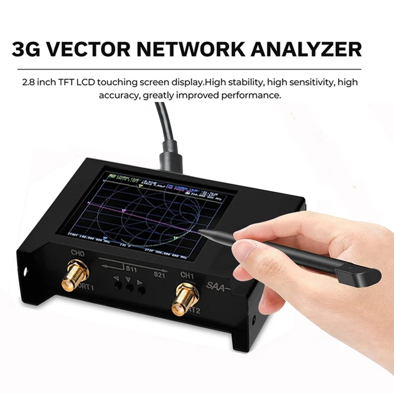 Nanovna V2 2.8 Inci Layar Sentuh 3G Penganalisis Jaringan Vektor SAA2 Penganalisis Antena Gelombang Pendek VHF UHF Penganalisis Jaringan Hitam