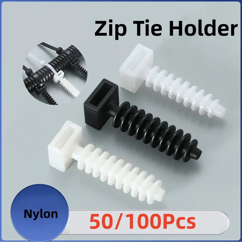 50/100Pcs Fir Tree Push Mount Cable Tie Base Plastic Mount Wire Holder Fixing Seat Nylon Zip Tie Holder Automotive Wire Harness