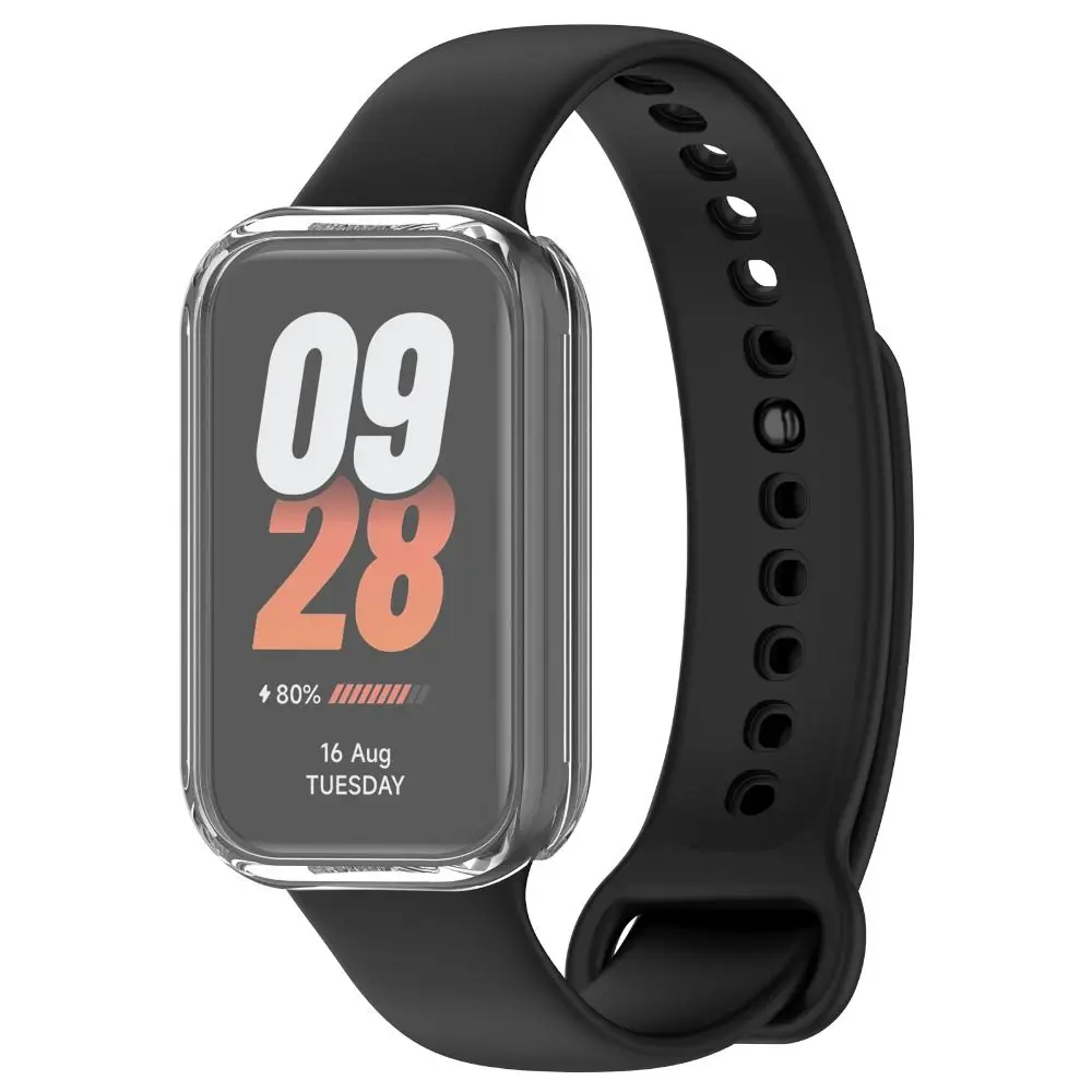 Full Cover TPU Case Bumper Smart Screen Protector Watchband Accessories for Xiaomi Band 8 Active/Redmi Smart Band 2