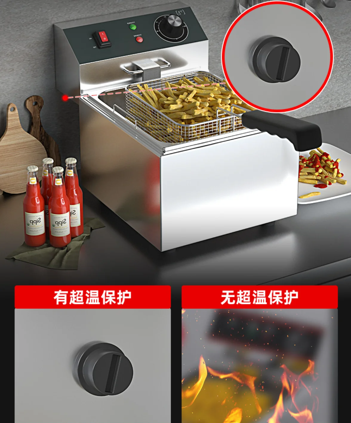 High-quality Electric Deep Fryer, Multi-functional Commercial Deep Fryer, Fast Heating Deep Fry Machine view 5