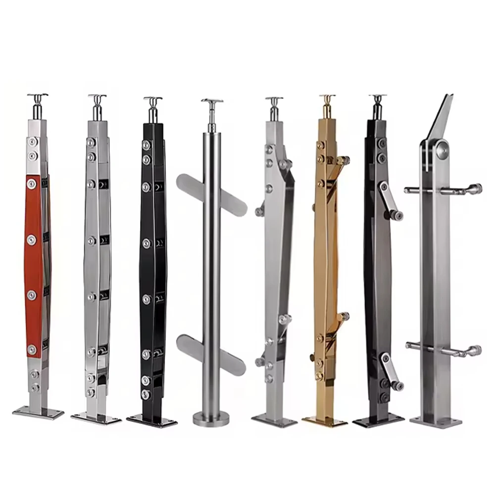 Custom 304 and 316 Stainless Steel Baluster Posts, Handrail Support Posts, Elbows, and Glass Clamp Sockets for Railing Systems