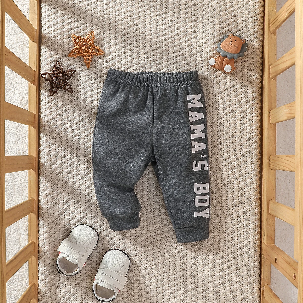 2024 Baby  Gray Boys antumn Letter Long Casual Pant For 3-24M Trousers