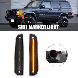 2pcs LED Front Side Marker Lights Smoked Lens Amber Turn Signal Lamp For Jeep Cherokee 1997 1998 1999 2000 2001 Car Lights