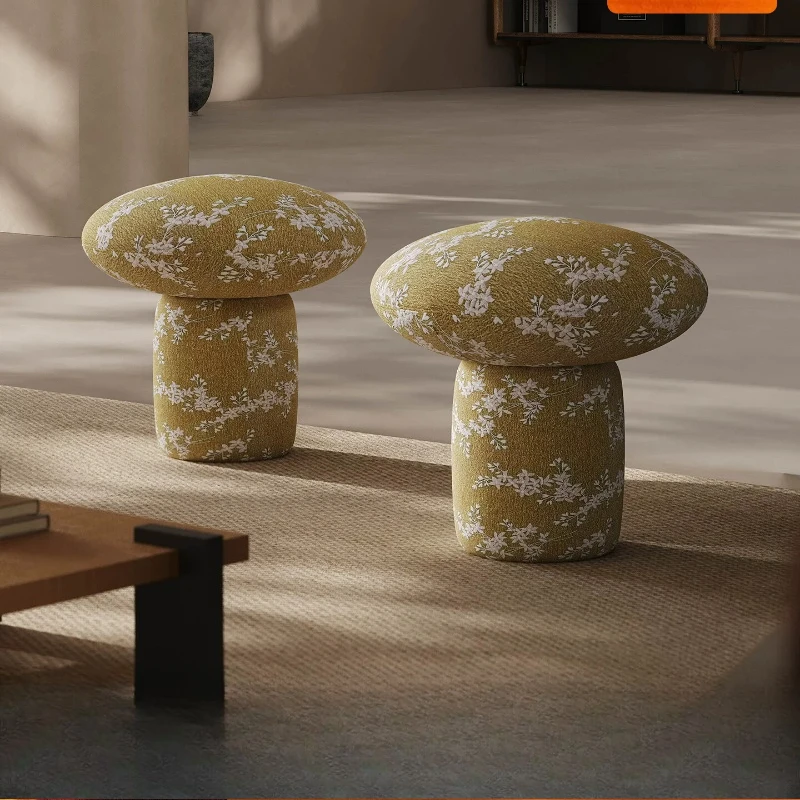 

French mushroom stool, fabric seat pier, dressing pier