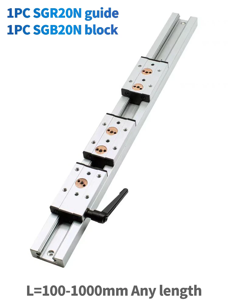 Built-in dual-axis linear guide 47mm SGR20N Roller slide 1set 1 SGB20N block 1 SGR20N guide 3D Printer Part Length 500 600 1000