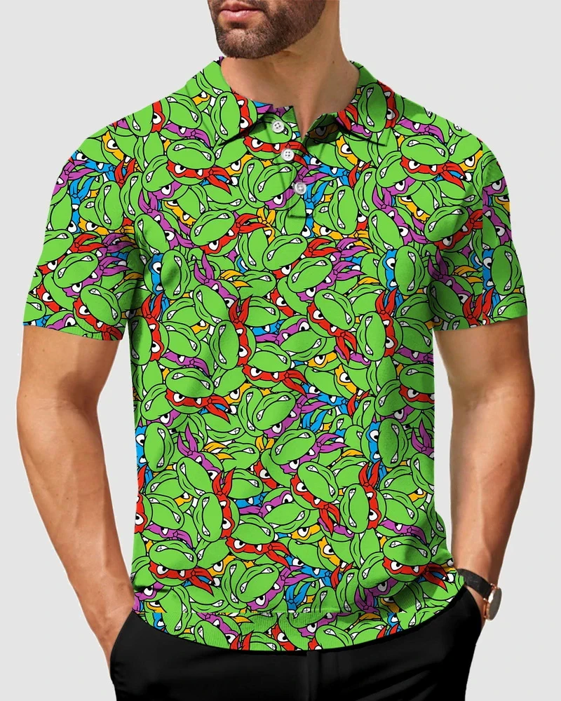 

Funny Mens Polo Fashion 3D Cool Printing T-Shirts Hip Hop Trend Street Tops Lapel Short Sleeve Blouse Clothes Polos Para Hombre