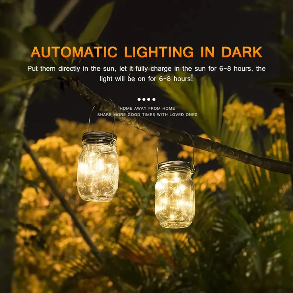 20/30 LED Solar Mason Jar Lights Outdoor Waterproof Hanging Garland Garden Lantern Christmas Decoration Party Wedding Lamp