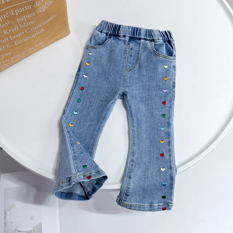 

LYY-Girls Flared Pants Spring and Autumn Clothing2024New Children's Pants Baby Girl's New Stretch All-Matching Jeans Spring Clot