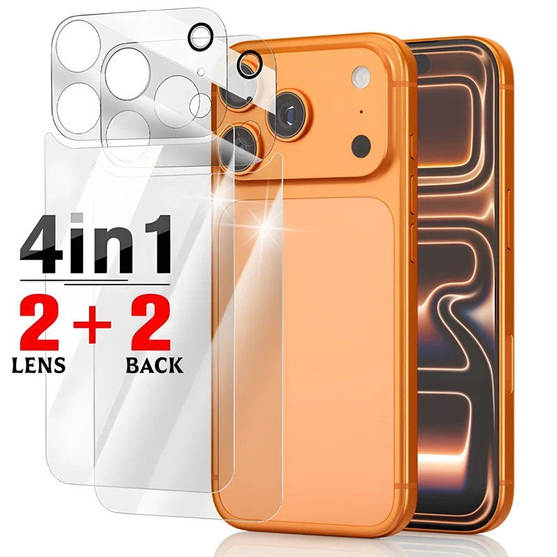 

4in1 Tempered Glass Back Protector For iPhone 17 Air 16 15 14 Plus Pro Max 17Air 17Pro 9H Camera Lens Film For iPhone17 iPhone16