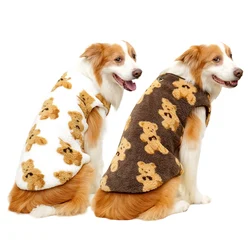 Cute Bear Pattern Dog Sweater for Large Dogs 3XL-9XL Plush Jacket Winter Big Dog Pajamas for Labrador Fleece Warm Pet Pullover