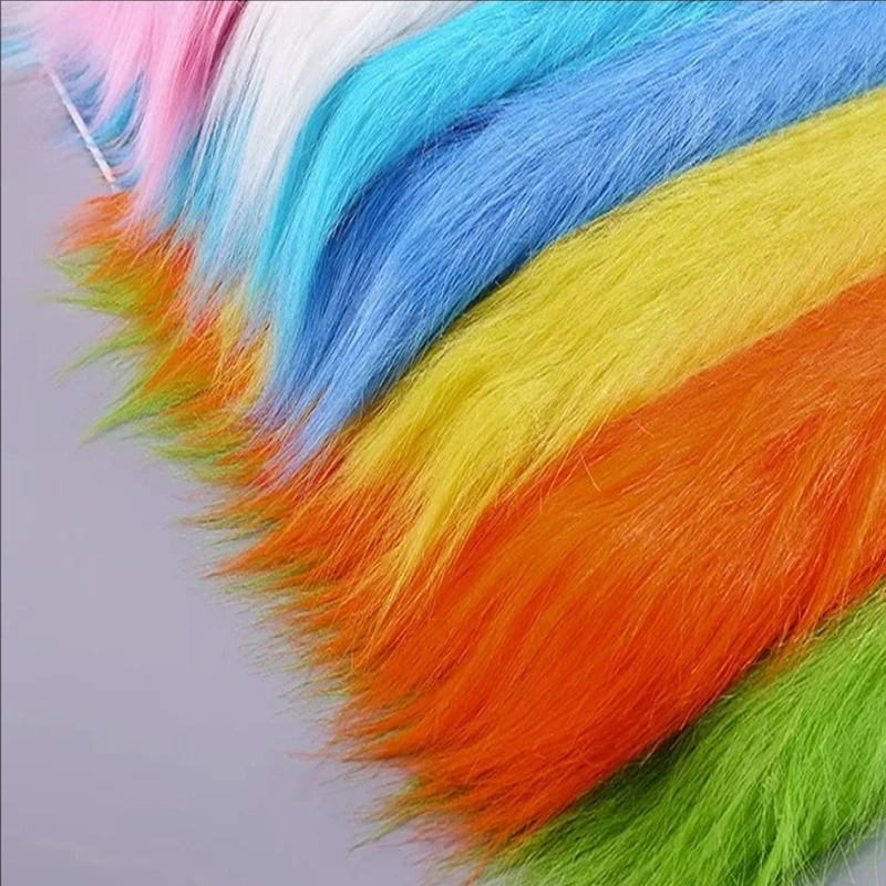 12cm Long Hair Plush Fabric By The Meter for Toys Clothing Doll Diy Sewing Soft Faux Fur Cloth White Black Pink Purple Green Red