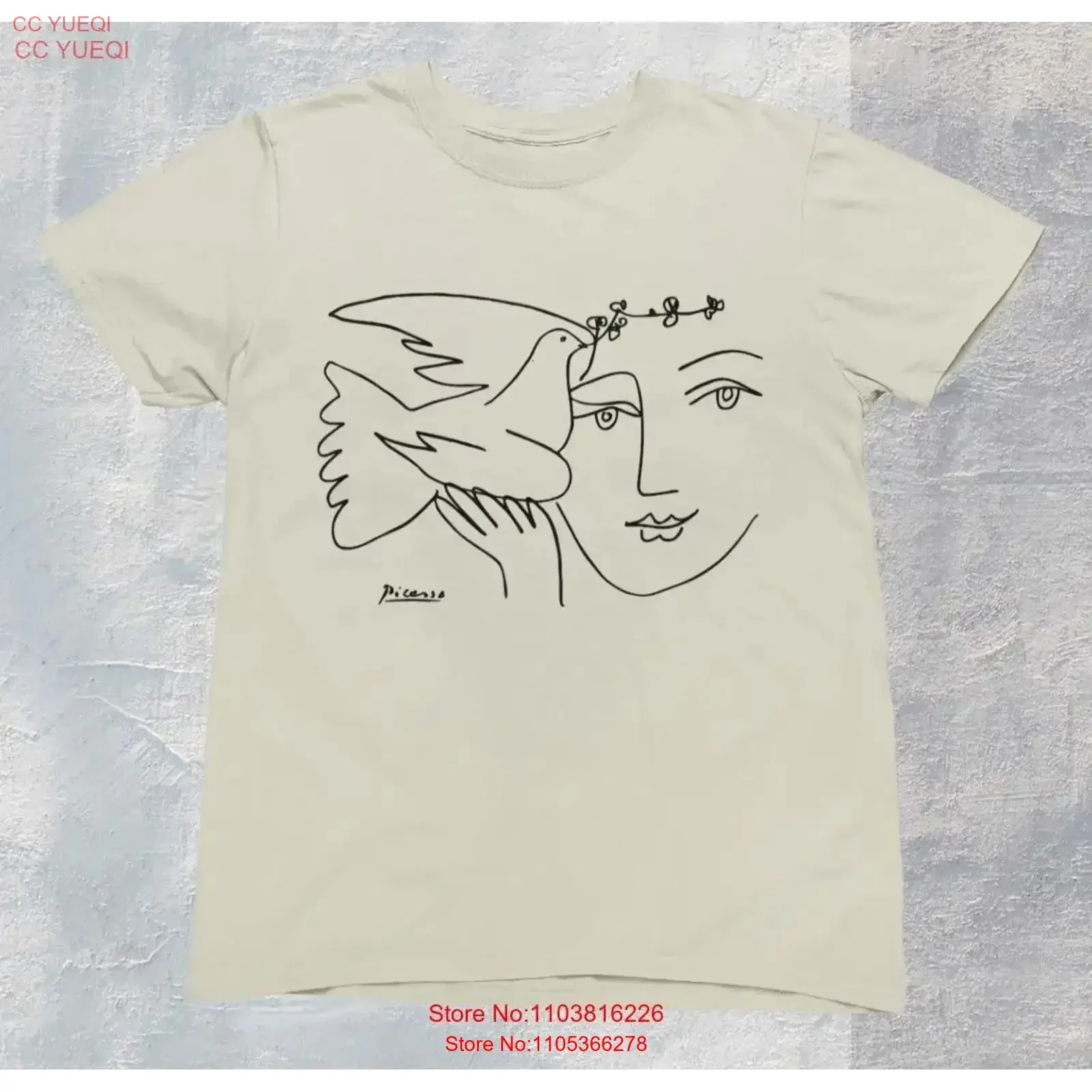 Camiseta Picasso Peace Pigeon One Line, 100% algodón premium, estilo vintage lavado, suave y cómoda para uso diario, con gráfico.