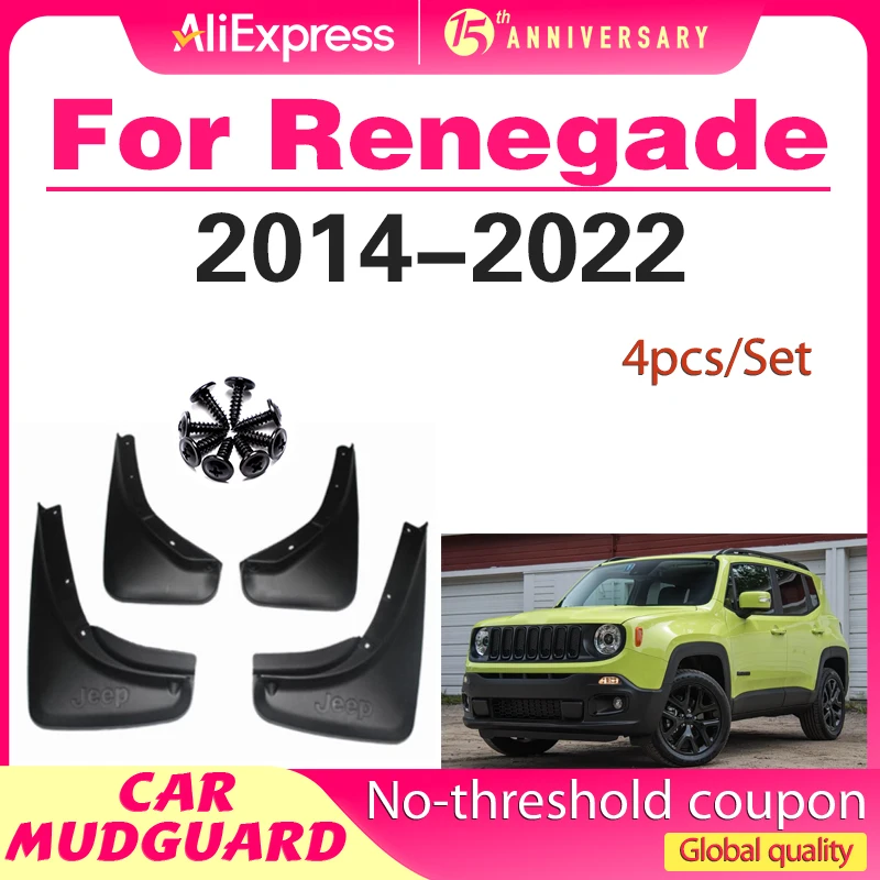 

4Pcs Car Front Back Mudflaps Splash Guards Mud Flap Mudguards Fender Cover for Jeep Renegade 2014 - 2022 Accessories