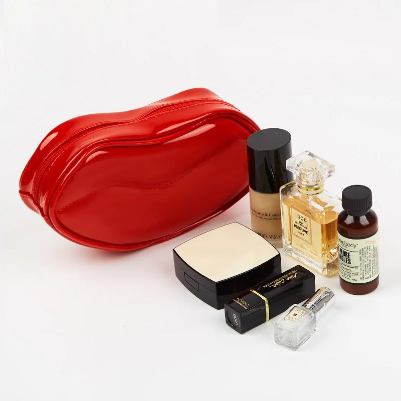 

Makeup Bags Creative Red Mouth Shape Storage Bag Coin Pouch Travel Portable Lipstick Cosmetics Organizer Bag