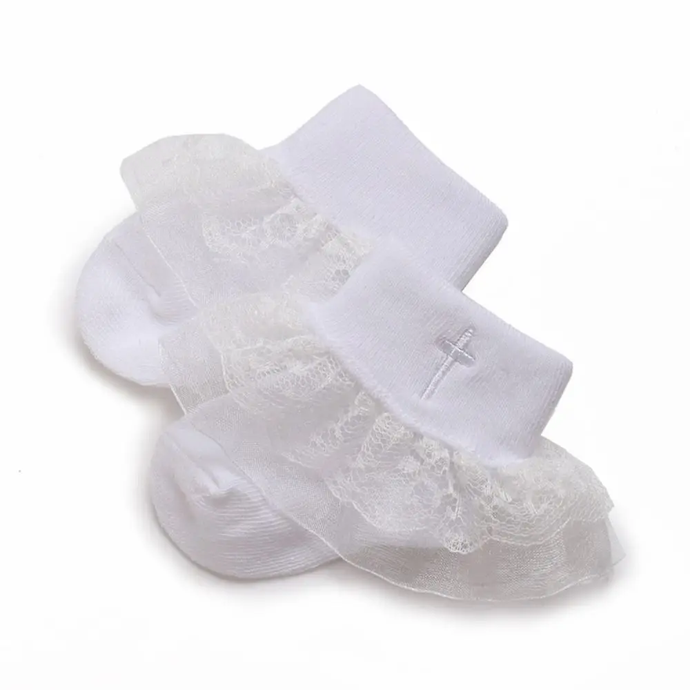 New Cotton Lace Socks Baptism White Baby Socks 0-18 Month Breathable Photography Prop Sock Infant
