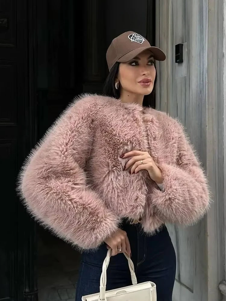 Faux Fur Jacket Coat Women Loose Long Sleeve Fluffy Warm Coats Female 2024 Autumn and Winter Luxury Fashion Overcoat Streetwear