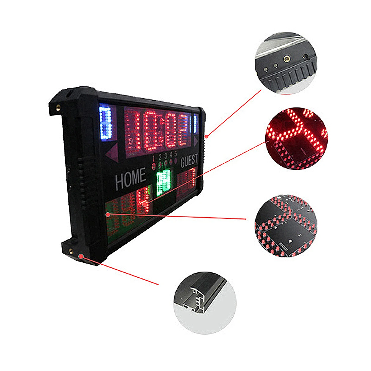 Lightweight Aluminum Scoreboard,Score Counter with Countdown Timer, Shot Clock, Multiple Control Options for Basketball Games