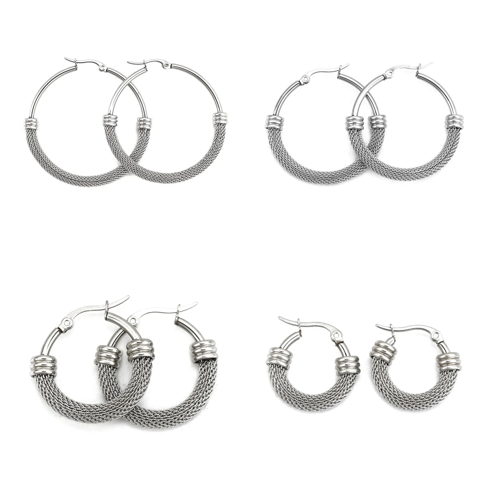 Fashion Stainless Steel Big Hoop Earrings Net Circle Ring Earring For Women Punk Hip Hop Earrings Fashion Party Jewerly Gift