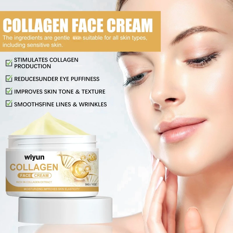 

Collagen Cream Lift Firming reduce Nasolabial Folds Headlines fade fine lines Brighten skin remove Wrinkle Anti Aging face Cream