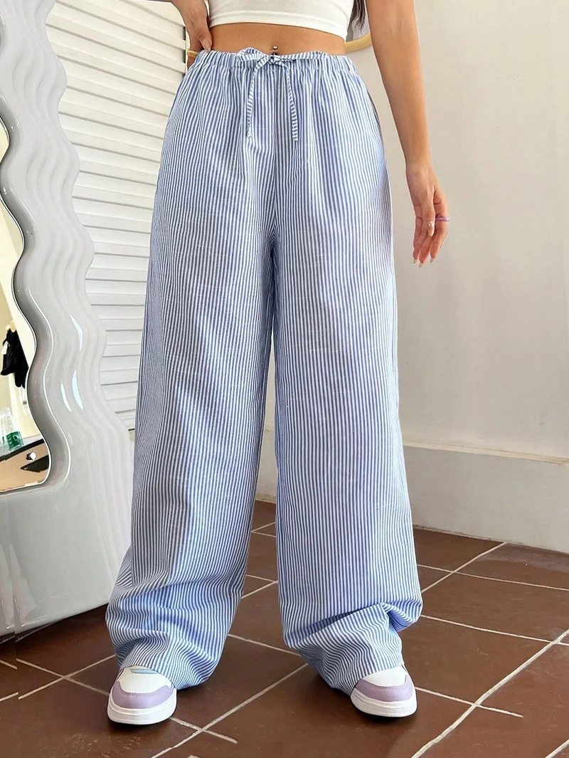 Europe And The United States Autumn And Winter Women's New Striped Casual Pants School Season Wansheng Daily Wear