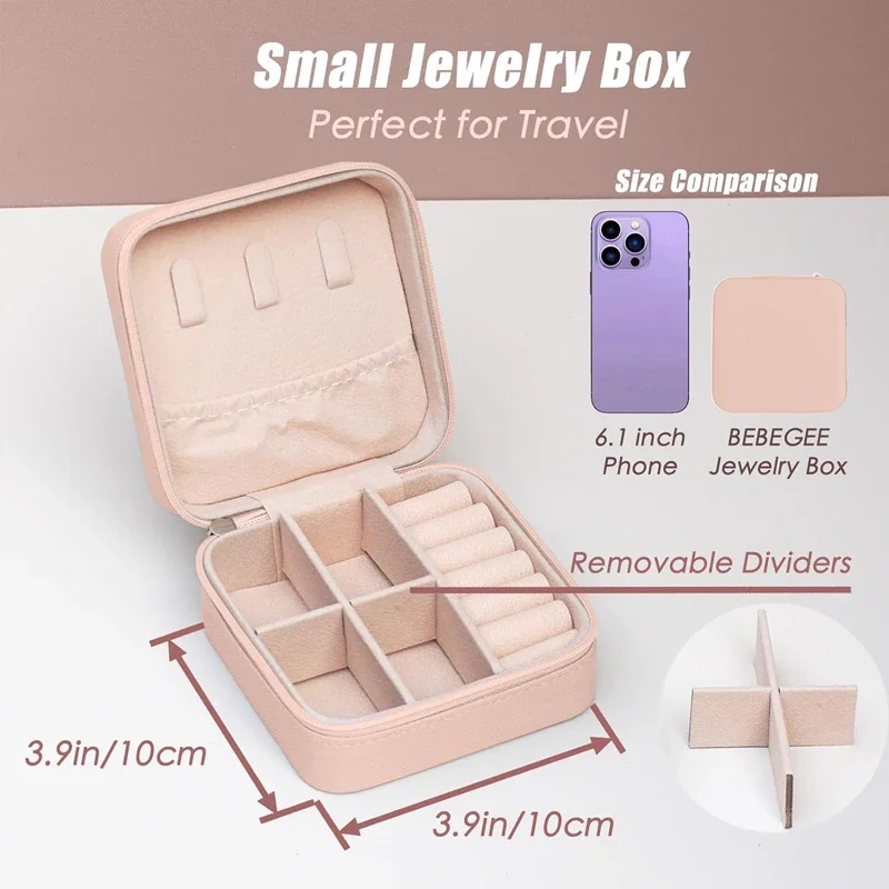 Portable Jewelry Box for WOMEN\'S Small Jewelry Exquisite European Mini Travel Storage Bag Can Store Rings Necklaces Earrings