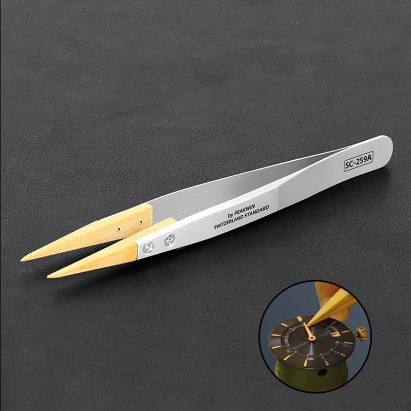 

High End Tipped Tweezers Pointed Tweezers Lightweight Professional Watch Repair Tool Easy to Handle Boxwood Tip Tweezers 1pc