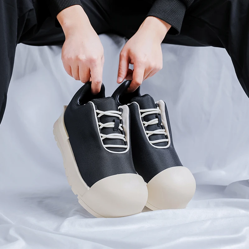 

New Men Fashionable Casual Shoes Men Lace-up Comfortable Thick-soled Lightweight Height-increasing Big-headed Shoes Sizes 38-46